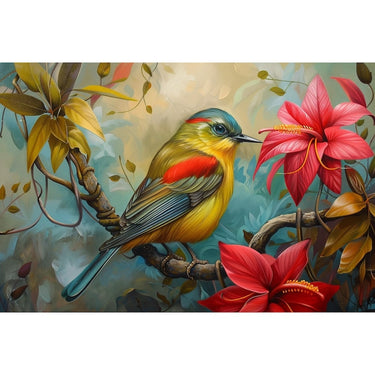 Bird with Flower Canvas